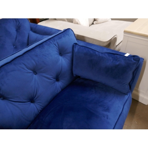 1413 - A Hoxton blue velvet love seat RRP £749