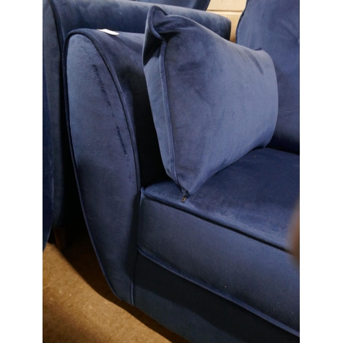 1413 - A Hoxton blue velvet love seat RRP £749