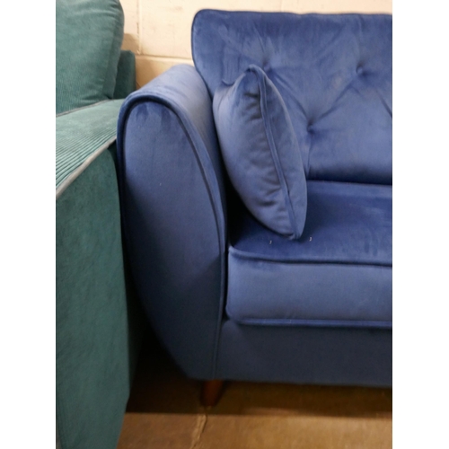 1414 - A Hoxton blue velvet love seat RRP £749