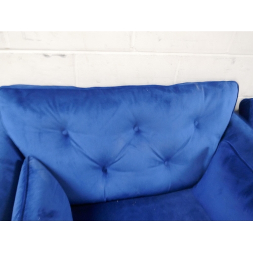 1414 - A Hoxton blue velvet love seat RRP £749