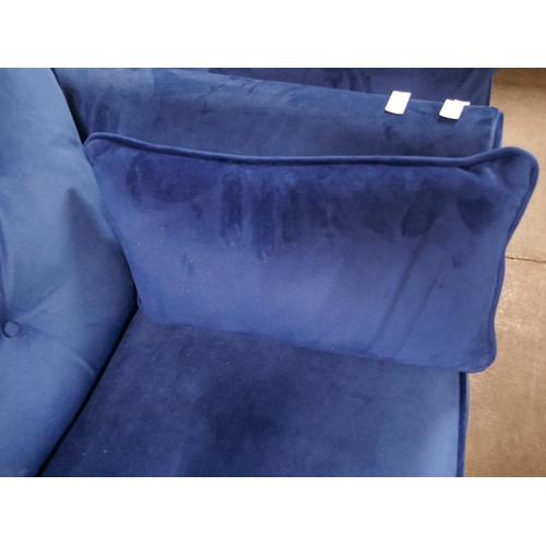 1414 - A Hoxton blue velvet love seat RRP £749