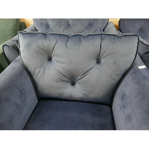 1415 - A Hoxton blue velvet armchair RRP £719