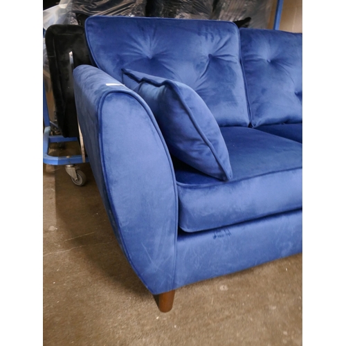 1418 - A Hoxton blue velvet compact corner sofa RRP £919