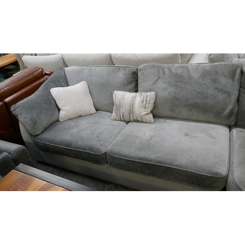 1437 - A Barker & Stonehouse pewter velvet corner sofa and footstool RRP £3295