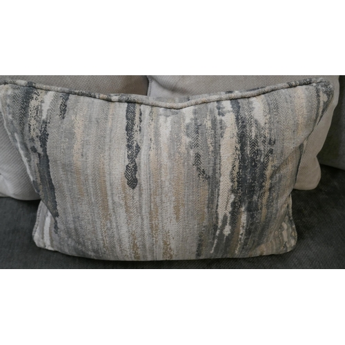 1437 - A Barker & Stonehouse pewter velvet corner sofa and footstool RRP £3295