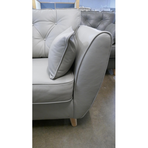 1303 - A Hoxton stone leather three seater sofa RRP £1959