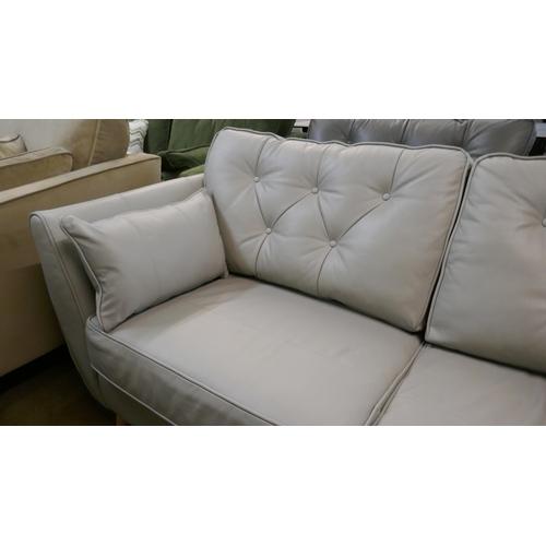 1303 - A Hoxton stone leather three seater sofa RRP £1959