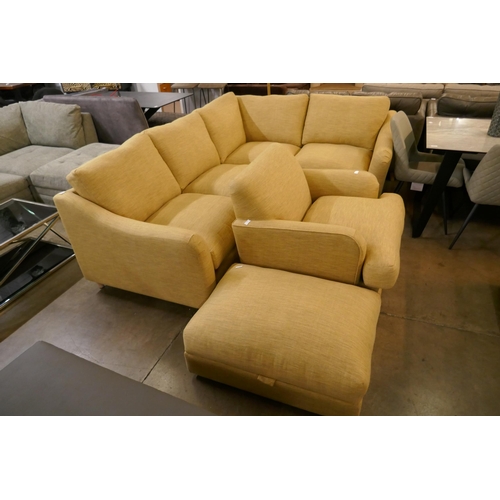 1331 - A Hattie Oslo ochre armchair, corner sofa and storage footstool