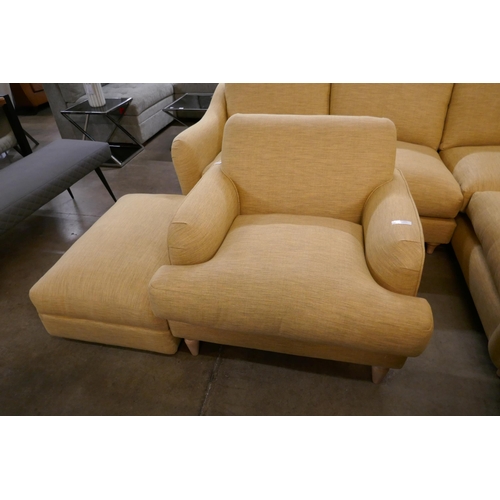 1331 - A Hattie Oslo ochre armchair, corner sofa and storage footstool