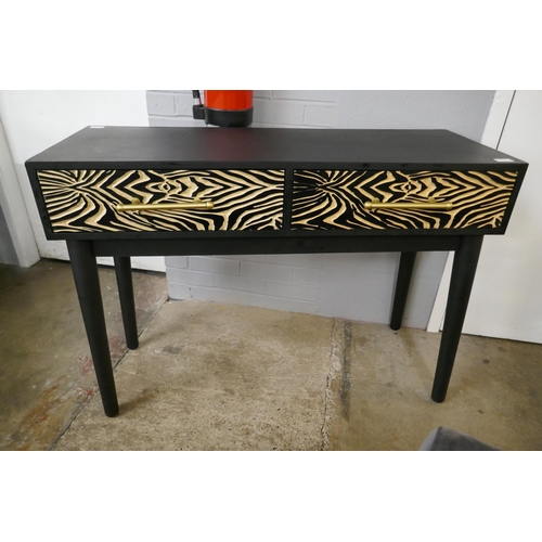 1373 - A two drawer zebra console table