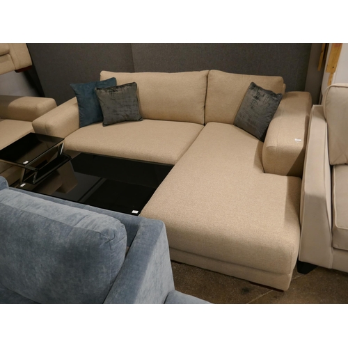 1390 - A sandstone weave L shaped sofa