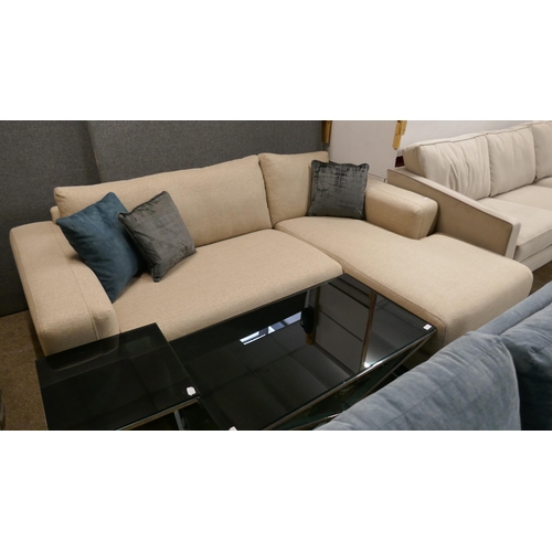 1390 - A sandstone weave L shaped sofa