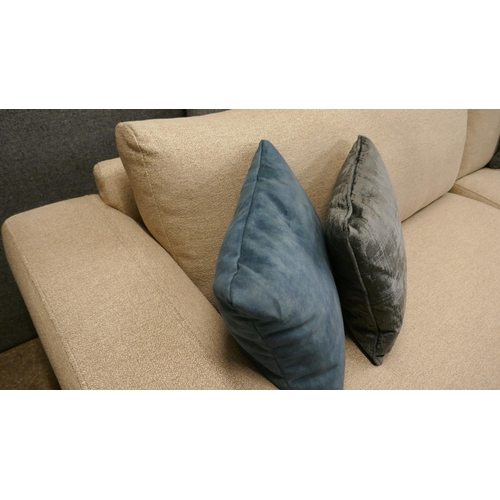 1390 - A sandstone weave L shaped sofa