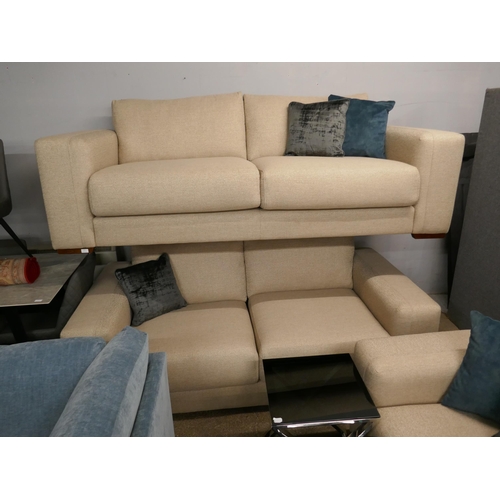 1392 - A sandstone weave three seater and two seater sofa