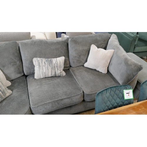 1437 - A Barker & Stonehouse pewter velvet corner sofa and footstool RRP £3295