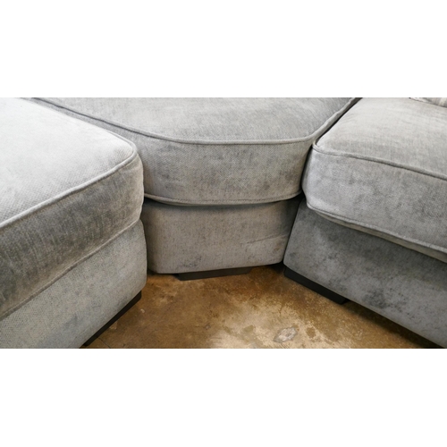 1437 - A Barker & Stonehouse pewter velvet corner sofa and footstool RRP £3295