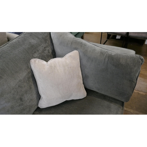 1437 - A Barker & Stonehouse pewter velvet corner sofa and footstool RRP £3295