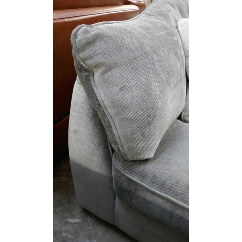 1437 - A Barker & Stonehouse pewter velvet corner sofa and footstool RRP £3295