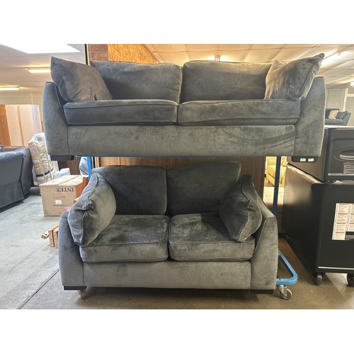 1502 - A Barker & Stonehouse pewter velvet four seater and two seater sofa RRP £2568