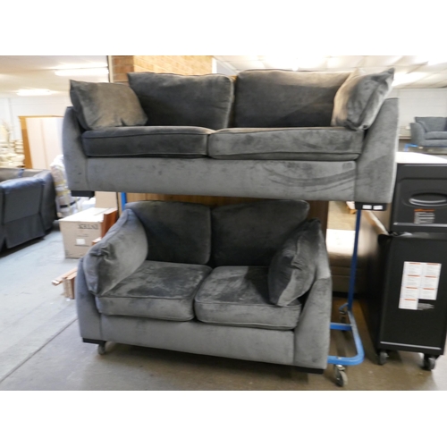 1502 - A Barker & Stonehouse pewter velvet four seater and two seater sofa RRP £2568