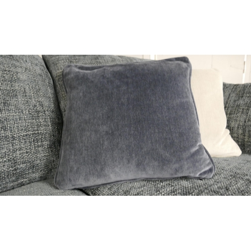 1632 - A blue hopsack three seater sofa