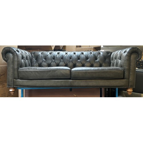 1504 - An Allington 3 seater Grey Leather Sofa, original RRP £1666.66 + VAT- slight wear (4196-36) *This lo... 