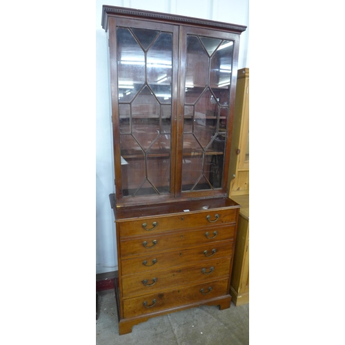 129 - A George III mahogany secretaire bookcase