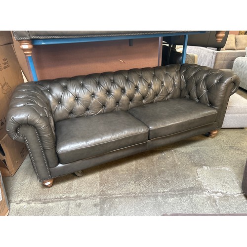 1505 - Allington 3 Seater Grey Leather Sofa - slight wear , original RRP £1666.66 + VAT (4196-37) *This lot... 