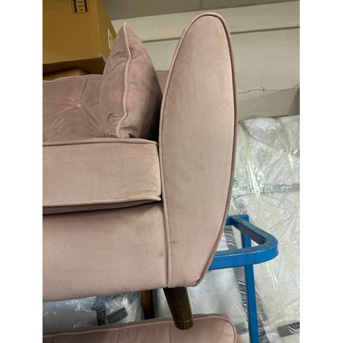 1530 - A pair of pink Hoxton three seater sofas - spare back cushion