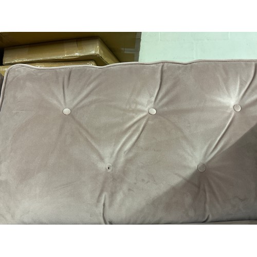 1530 - A pair of pink Hoxton three seater sofas - spare back cushion