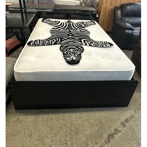 1539 - A black high gloss bed frame with storage drawers, mattress not included. *This lot is subject to VA... 