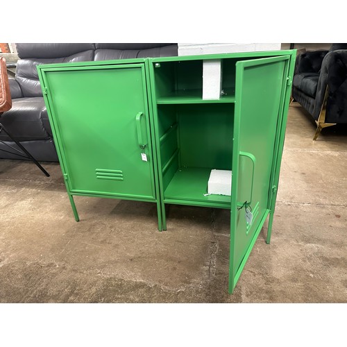 1459 - A pair of green industrial style cabinets