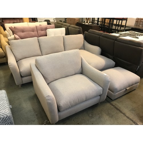 1509 - A Hattie Minco natural corner sofa, loveseat and storage footstool