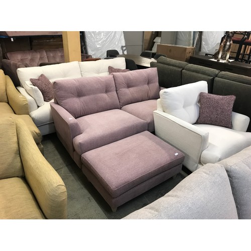 1516 - An Amor Brecon rose three seater sofa, Amor white three seater sofa, armchair and Brecon rose footst... 