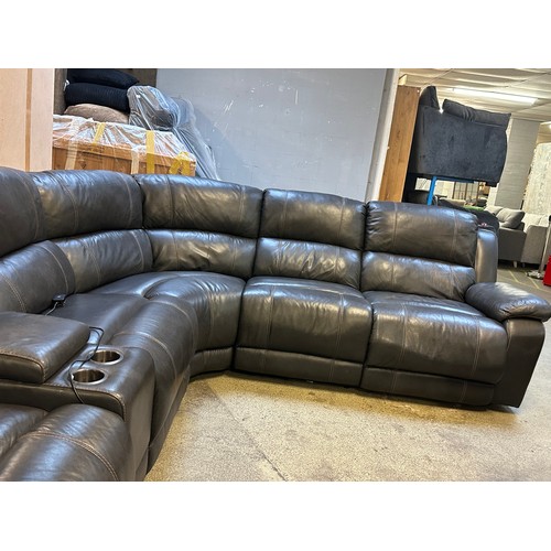 1565 - A Dunhill Grey Leather Corner Sofa power Reclining Motion, original RRP £1833.31 + VAT (4196-23) *Th... 