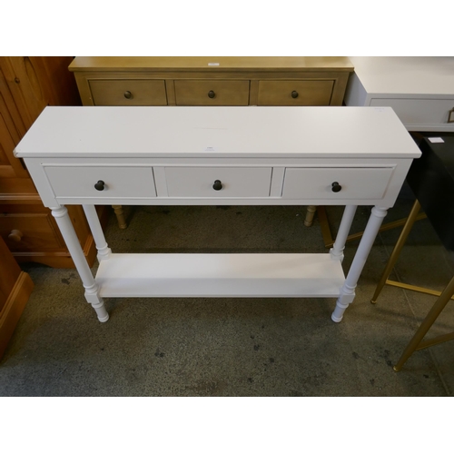 1581 - A white three drawer console table