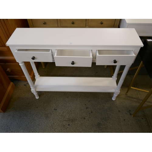 1581 - A white three drawer console table