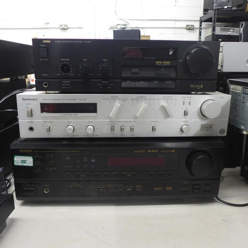 2186 - An Assorted lot of stereo equipment including- A Marantz integrated amp (PM-47), a technics compact ... 