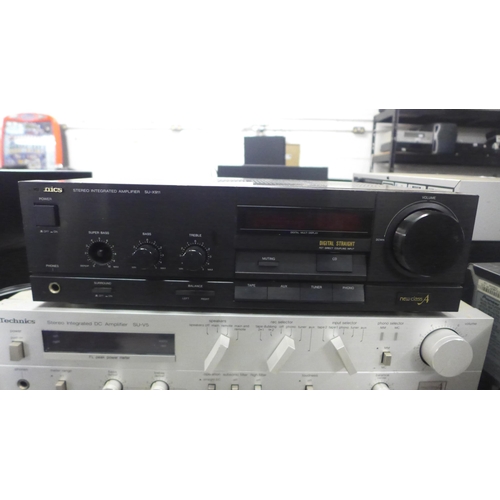 2186 - An Assorted lot of stereo equipment including- A Marantz integrated amp (PM-47), a technics compact ... 