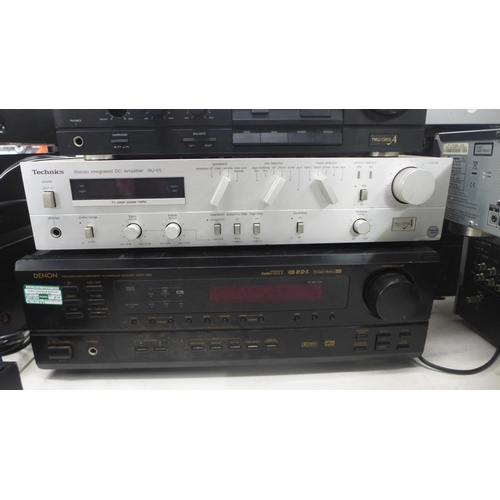 2186 - An Assorted lot of stereo equipment including- A Marantz integrated amp (PM-47), a technics compact ... 