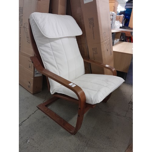 1548 - Ikea Poang armchair with white cushions