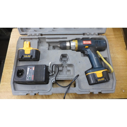 2083 - A Ryobi 14v drill (Model CD1-1441) and 2 batteries