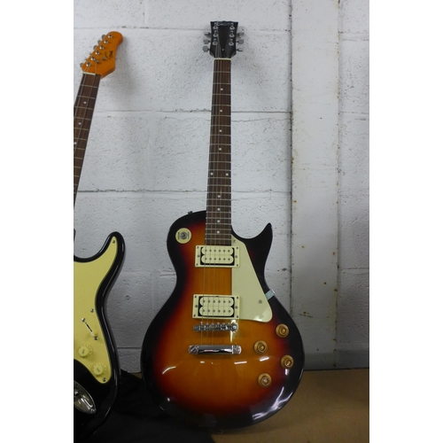 2112 - An Encore sun burst single cut electric guitar and a Gould electric guitar