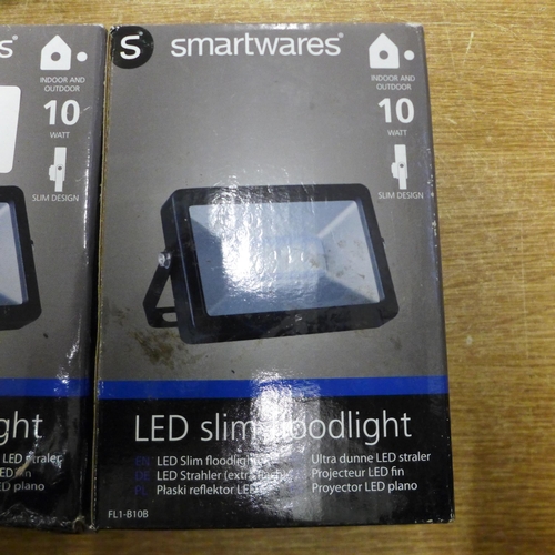 2118 - 3 Smartware LED external 10w slim floodlights - sealed