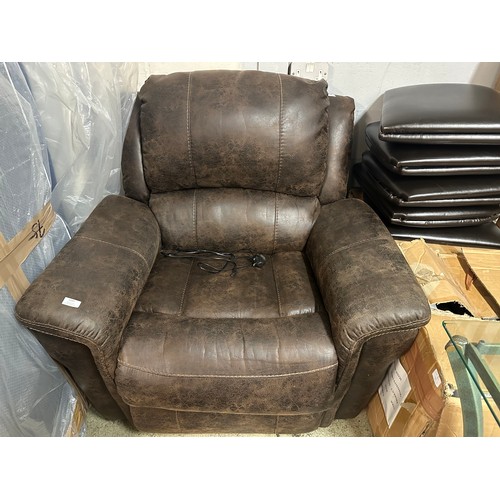 1597 - A brown leather effect electric reclining armchair