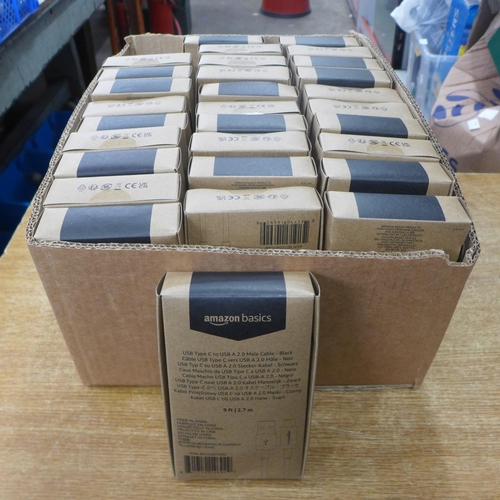 2138 - Amazon Basics fast charging USB cables, approx. 30 in a box, 9ft