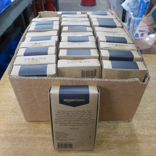 2140 - Amazon Basics fast charging USB cables, approx. 30 in a box, 9ft