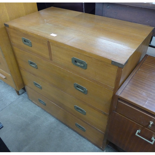 116 - A 19th Century style teak military campaign chest of drawers