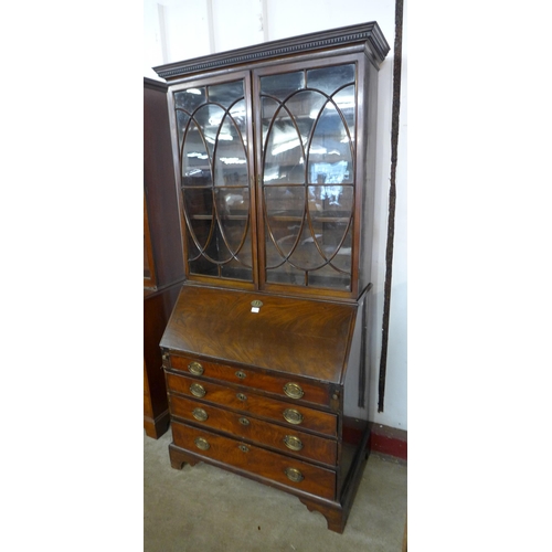 128 - A George III mahogany bureau bookcase