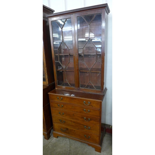 129 - A George III mahogany secretaire bookcase